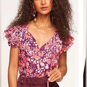 Ramy Brook Hadley Ruffle Sleeve Blouse Top
